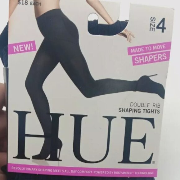 Hue Navy Double Rib Shaping Tights Size 4 L/XL Made to Move Shapers U17262 - Picture 3 of 6